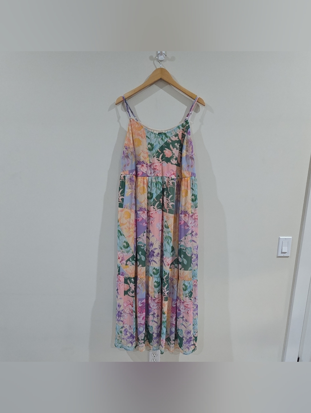 Lane Bryant floral chiffon maxi dress strappy scoop neck plus size 18 summer